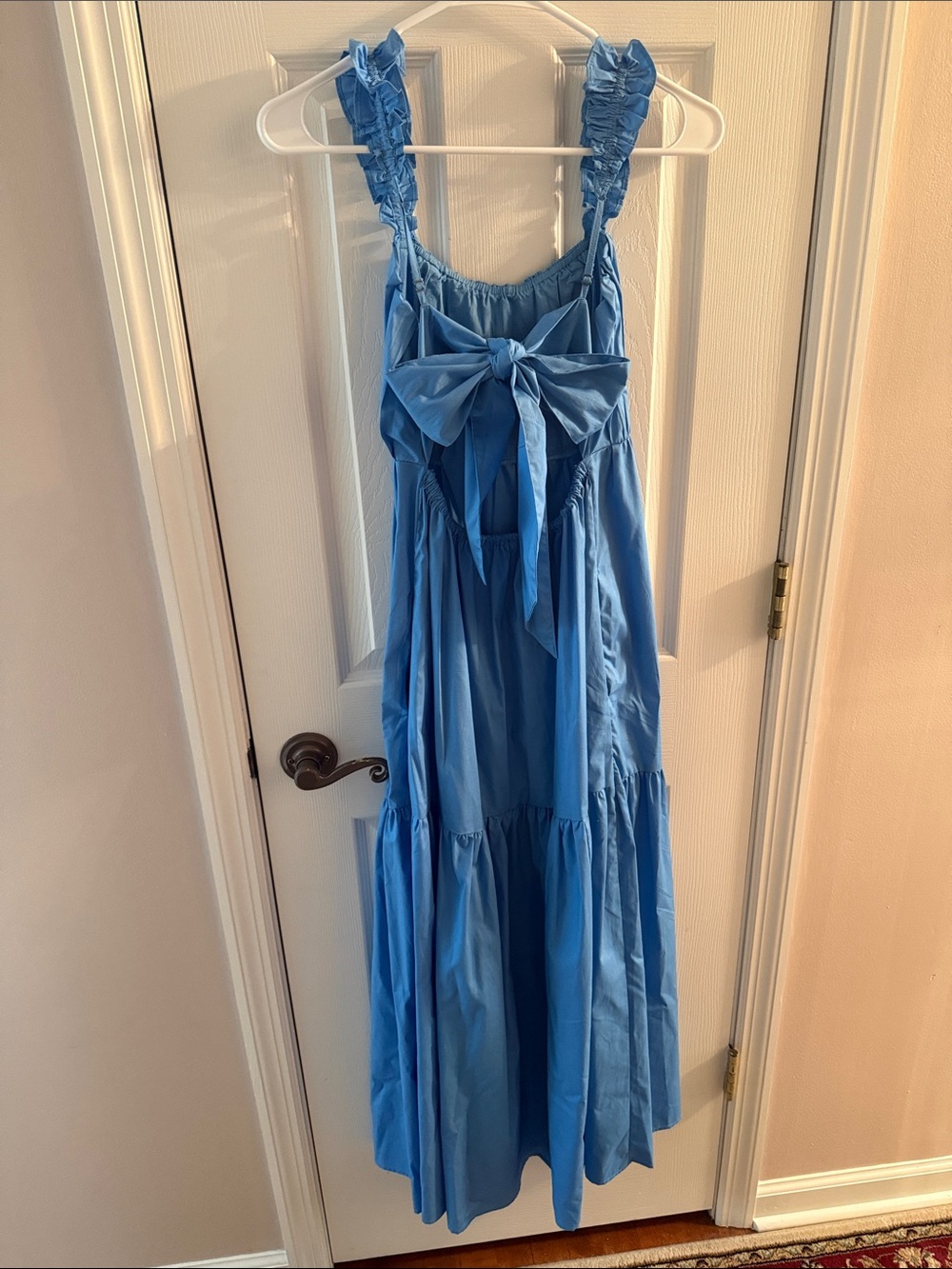 NWT Abercrombie & Fitch Blue Ruffle Strap Maxi Dress - Picture 2 of 3